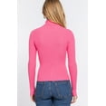 thumbnail image 3 of Simly Fashion Actve Long Sleeve TURTLE NECK Fitted Basic Viscose Rib Sweater PINK,LARGE, 3 of 3