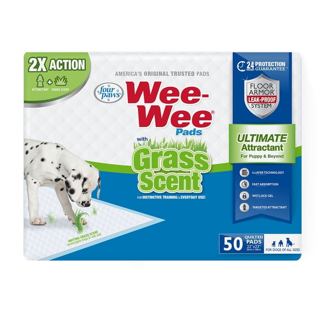 Almohadillas para orinar para perros Four Paws Wee-Wee, aroma a hierba, 56 x 58 cm, 50 unidades