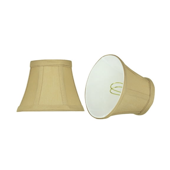 Aspen Creative 30274-2 Small Bell Shape Chandelier Clip-On Lamp Shade Set (2 Pack), Transitional Design in Beige, 5" bottom width (3" x 5" x 4" )