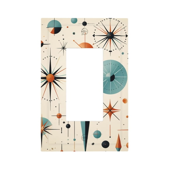 Star Retro Mid Century Vintage Atomic Art Single Gang Wall Plate 1 Gang Decorative Electrical Outlet Light Switch Cover Switchplate