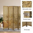 thumbnail image 6 of Fionafurn 4 Panel Wooden Room Divider, Cutout Room Dividers and Folding Privacy Screens, Brown, 6 of 8