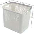 35 L Plastic Laundry Storage Basket, White Laundry Hamper with Handle