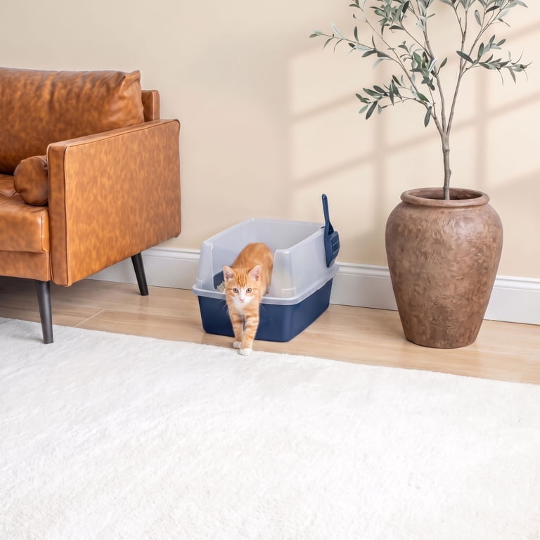 IRIS Mini Open Top Cat Litter Box with Scoop, Navy photo 3