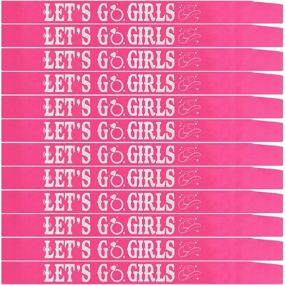 1 pcs Let's Go Girls Bachelorette Party Sash Bridal Shower Party Favors Wedding Bachelor Party Supplies,Pink Silver