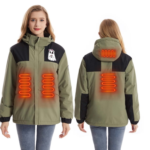 RXIRUCGD USB Intelligent Constant Temperature Heated Windproof Plus Size Coat For Men And Women Winter 4 Heated Jacket Coat( Army Green, Size:S )