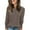 Khaki, variant on Women's And Winter Round Neck Brushed Strip Solid Color Top
