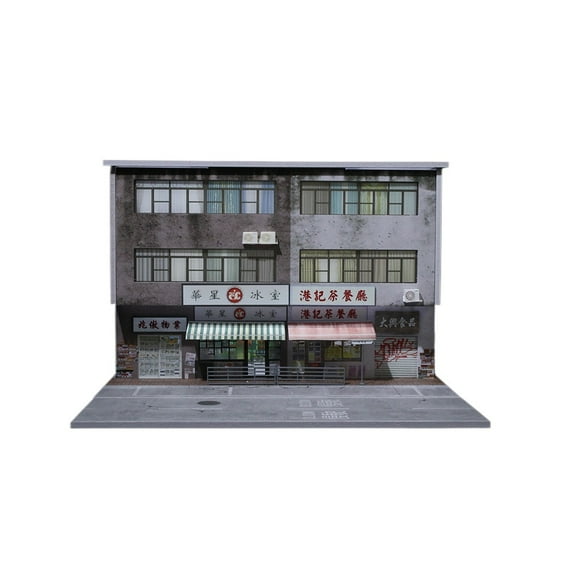 Diorama 1:64 Car Garage Model LED Lighting Hong Kong City Street Car Parking Lot Scene Display Model Toys for Diecast Car Model