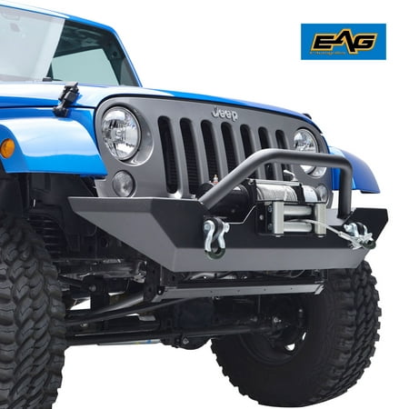 EAG EAG Front Bumper with Winch Plate and D-rings for 07-18 Jeep Wrangler JK Rock (Best Winch For Jeep Wrangler)