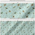 thumbnail image 2 of Soimoi Green Cotton Poplin Fabric Leaves & Flowerpecker Bird Printed Fabric 1 Yard 42 Inch Wide, 2 of 7