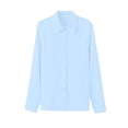 thumbnail image 6 of Only Moment Button Down Shirts for Women Long Sleeve V Neck Polyurethane Fiber Blouses Dressy Casual Work Shirt 2026 Summer Spring Fashion Clothing Blue,S, 6 of 6