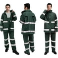 thumbnail image 5 of Rain Suits for Men Women Waterproof Reflective Rain Coat and Bib Pants for Safety Heavy Duty Rain Gear Fishing（Green, L）, 5 of 7