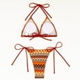 thumbnail image 4 of UTSJKR Women's 2 Piece Boho Crochet Triangle Tie Side Bikini Set for Women String Swimsuit Bathing Suit Summer Beach Red S, 4 of 7
