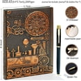 thumbnail image 2 of NICKSUN Vintage Train Embossed Leather Writing Journal Notebook with Pen Set,Antique Handmade Daily Notepad Sketchbook,Travel Diary Notebooks to Write in,Gift for Men Women, 2 of 6