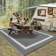 thumbnail image 3 of FairOnly 8'x10'Portable Solid Color Outdoor Rug Modern Reversible Waterproof Lightweight Mat for RV Beach & Backyard,Grey White, 3 of 6