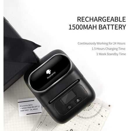 label barcode mailing ios compatible android system bla 30mm roll thermal phomemo m110 printer bluetooth apply maker portable retail jewelry