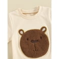 thumbnail image 5 of vera natura Toddler Boys Summer Outfits Fuzzy Bear Embroidered Short Sleeve T-Shirts Tops Elastic Waist Shorts 2Pcs Clothes Set, 5 of 9