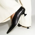 thumbnail image 4 of FSJ Women Pointed Toe Slip on Pumps V Cut Low Spool Heels Comfortable Business Daily Dress Shoes Size 5 Black, 4 of 4