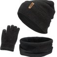 thumbnail image 3 of Juego de guantes de bufanda de gorro de invierno 3 en 1, forro interior de vellón cálido térmico de invierno, gorro de gorro de cuello cálido, guantes - Cáñamo entumecido SM SunniMix Sombrero Bufanda y Guantes, 3 of 5