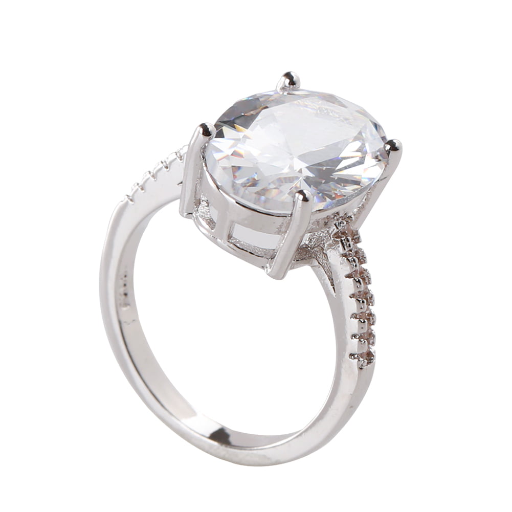 AYYUFE Fashion Women Big Oval Cubic Zirconia Plated Engagement Proposal Ring