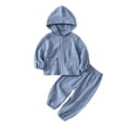thumbnail image 2 of Glisme Boys Clothes Long Sleeve Outfits Tops Pants Round Neck Solid Color 2 Pieces Set Relax Fit Toddler Playsuit Blue, 2 of 7