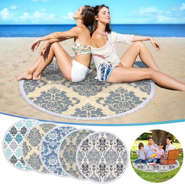 Toalla redonda de playa de 60 pulgadas - manta antiarena de microfibra estampada de colores, esterilla multiusos de secado rápido para piscina, picnic, yoga y viajes