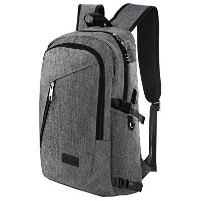 Dark Grey GinCuky Travel Laptop Backpack 17 15.6 Inch Business Anti Theft TSA Laptop Backpack with USB Charging Port Water Resistant College School Bag 