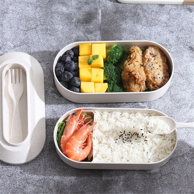 Boovnll Bento Box, Three Layer Lunch Box Microwave Food Container Set with Reusable Fork Spoon, Bento Box Adult, Bento Box for Kids, Lunch Box Containers