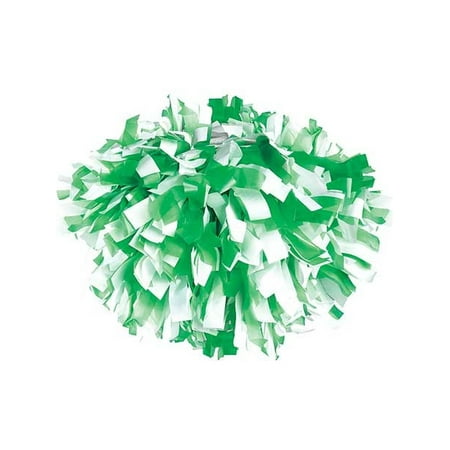 Pizzazz Kelly Green White 2 Color Plastic Cheer Single Pom Pom