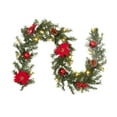 thumbnail image 2 of Guirnalda navideña de flores artificiales, hojas , guirnaldas navideñas, enredadera verde para puerta de entrada, pancartas para fiestas, Rojo 27 m, 2 of 8