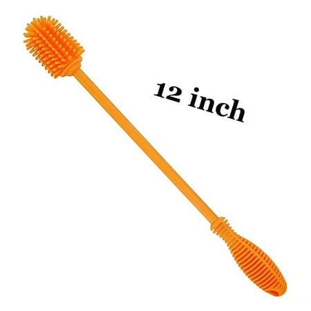 

Silicone Bottle Brush Water Bottle Cleaning Brush with Long Handle for Cleaning Baby Bottles Hydro Flasks Vase Glassware Orange