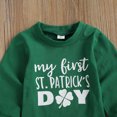 thumbnail image 4 of My First St. Patrick's Day Outfits Baby Boy Long Sleeve Romper Tops +Clover Print Pants +Hats Sets Spring Clothes, 4 of 7