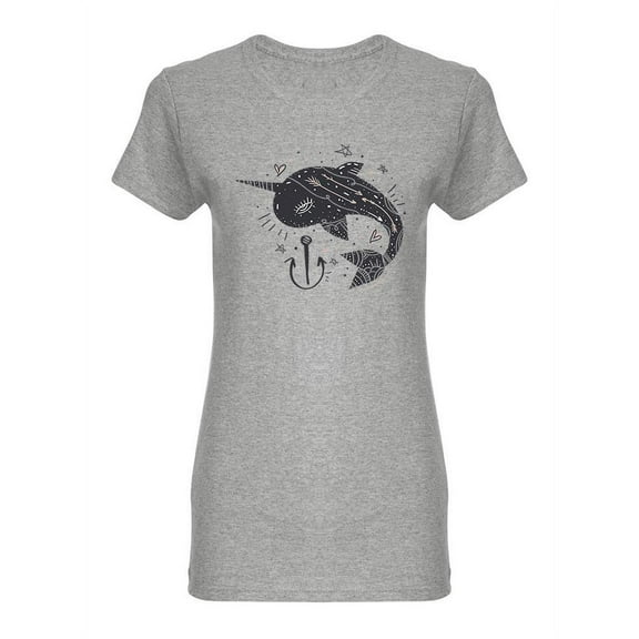 Narwhal With Anchor Shaped T-Shirt Women -Image by Shutterstock, Female Small