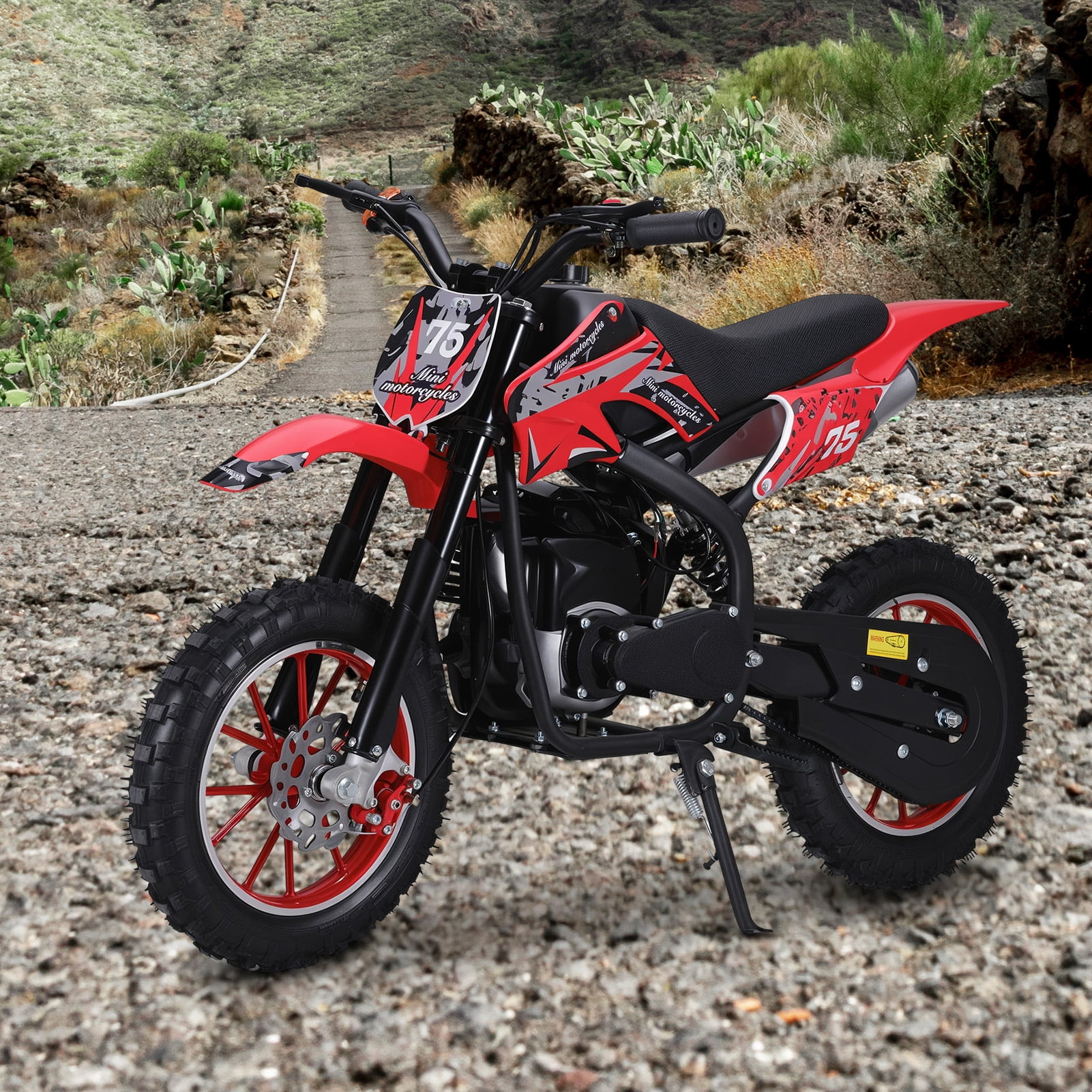 Aruwei 49cc 4-Stroke Kids Dirt Bike, Gas Power Motocross, Mountain Off Road Mini Motorcycle, Children Pocket Motorbike with Disc Brakes Clearance_Mini Motorcycle