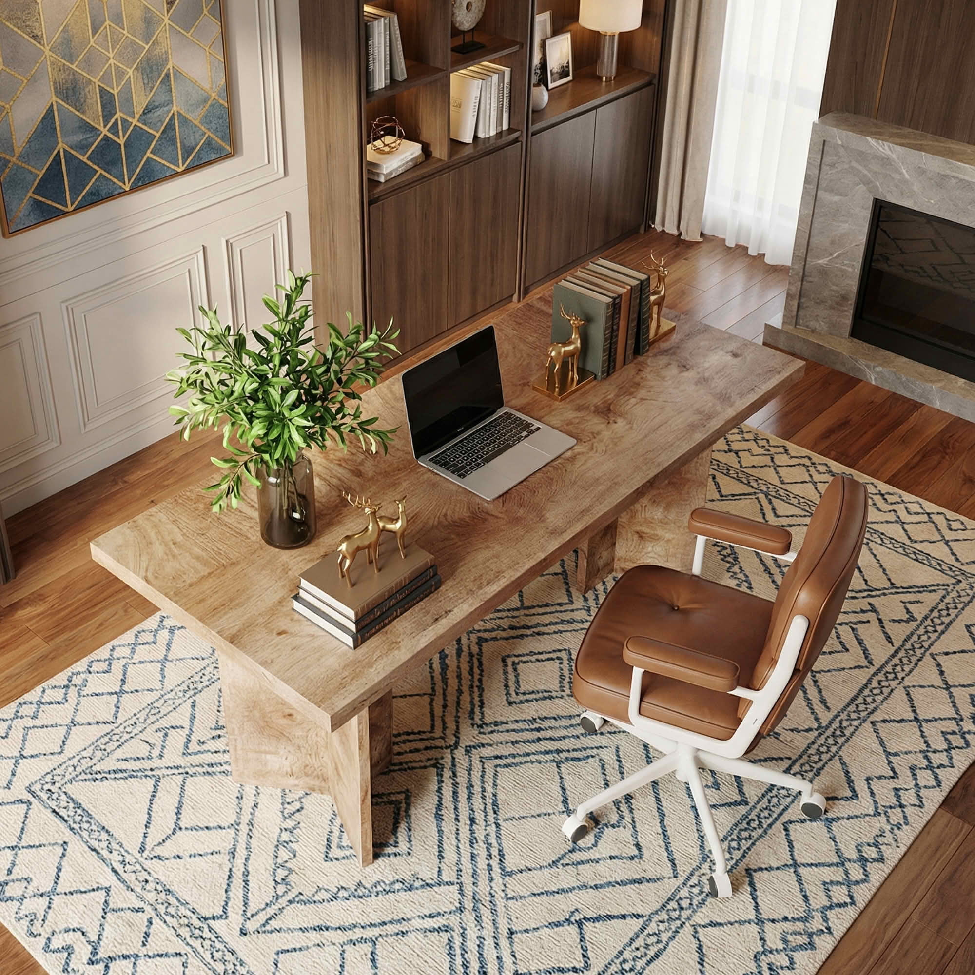 MAYEERTY 63 Inch Rectangular Farmhouse Dining Table, Vintage Walnut Wood Kitchen Dinner Table for 4 to 6 People, 300 LBS Heavy Duty E1 Chipboard Work Desk
