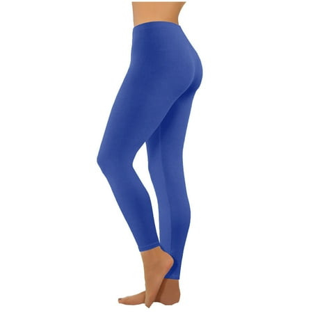Tuphregyow Women s Slim Elastic Yoga Pants Clearance Elegant Soft Athletic Workout Yoga Trousers Solid Trendy New Style Training Mid Waist Stretch Leggings Pants Blue XXL
