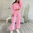 thumbnail image 5 of Women's Travel Sweatsuits 2 Piece Outfits Long Sleeve Crew Neck Pullover and Baggy Jogger Sweatpants with Pockets New Women Tracksuits 2 Piece Set Pinky S, 5 of 7
