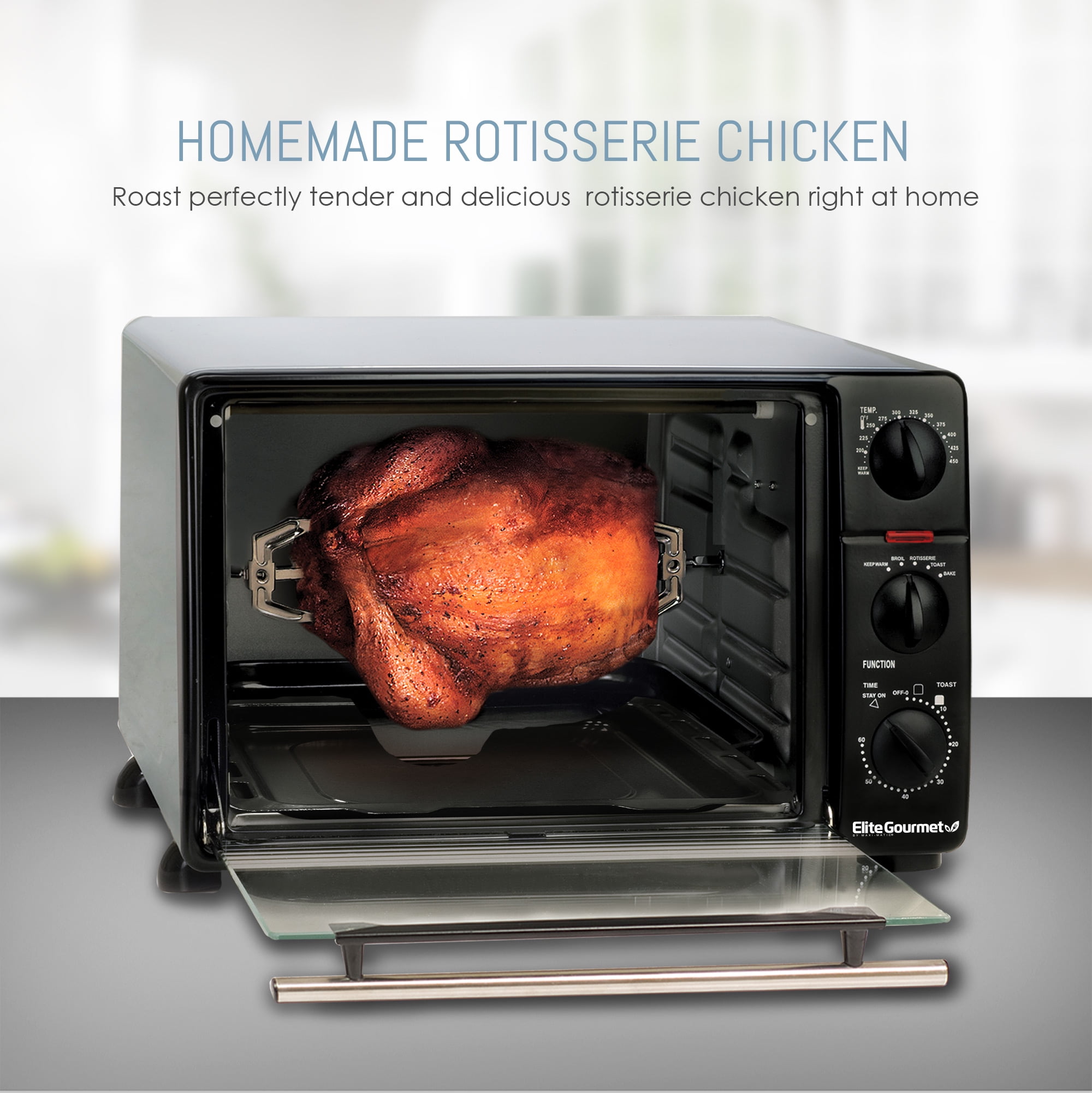 Elite Cuisine ERO-2008S Pro 23 Liter Toaster Oven w/Rotisserie & Grill/Griddle