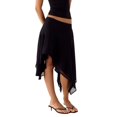 thumbnail image 5 of Women High Waist Asymmetrical Hem Skirt, Flowy Midi Skirt, Casual A-Line Skirt, 5 of 7