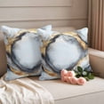 thumbnail image 2 of Marble White Yellow Outdoor Waterproof Pillow Covers, Modern Abstract Art Ink Painting Decorative Square Throw Pillowcase Sofa Cushion Sham for Patio/Couch/Chair, 20"x20" 2 Pack, 2 of 8