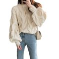 thumbnail image 5 of Suéter de mujer con mangas abullonadas y estilo informal para otoño e invierno, suéter grueso y holgado de estilo coreano, 5 of 5