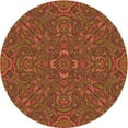 thumbnail image 1 of Ahgly Company Machine Washable Indoor Round Transitional Tomato Red Area Rugs, 5' Round, 1 of 7