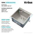 thumbnail image 5 of KRAUS Standart PRO 22" Drop In / Top Mount 16 Gauge Deep Laundry Utility Stainless Steel Kitchen Sink, 5 of 7