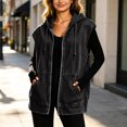 thumbnail image 4 of Women's Durable Denim Top With Hooded Zipper And Loose Jackets With Pockets Long Sleeve or Sleeveless Denim Jackets for Women, 4 of 9
