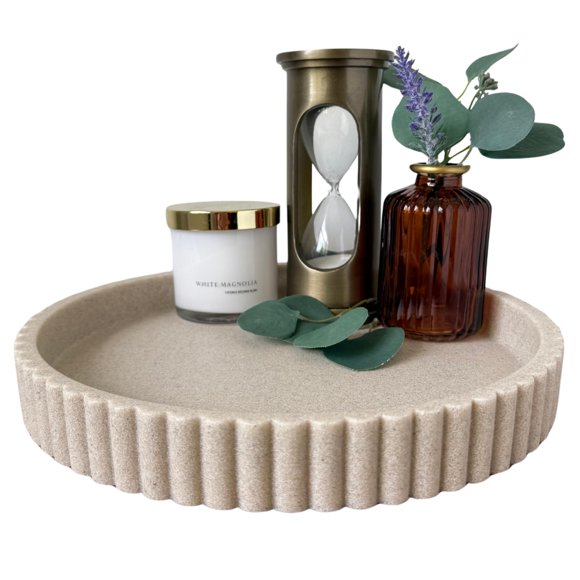 Bandeja decorativa OAKOA de resina beige para decoración de mesa de café