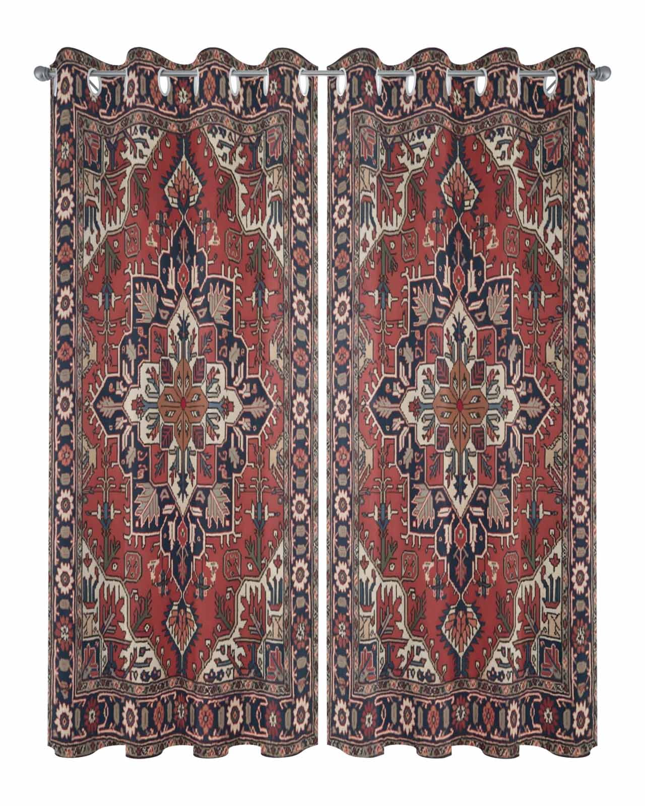 Red Boho Outdoor Curtains for Patio, Southwest Aztec Ethnic Abstract Patterned Privacy Drapes Grommet Waterproof Outside Curtains for Porch/Cabana/Balcony 54"x 84", 2 Panel