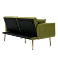 thumbnail image 5 of Velvet Mini Sofa, Accent Sofa, Mid Century Modern Velvet Fabric Couch Convertible Futon Sofa Bed, Recliner Couch, Loveseat Sofa with Rose Gold Metal Feet, for Living Room, Bedroom, Olive, 5 of 7