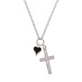 thumbnail image 2 of Delight Jewelry Silvertone Small Long Black Heart I Have Plans for You Engraved Cross Zoey Necklace, 28", 2 of 4