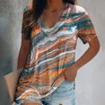 thumbnail image 1 of ICHUANYI Clearance Fashion Women's Casual Printed V-Neck Short Sleeve Pullover Tops Blouse T-shirt(Brown, M) ICHUANYI WER2023081402880, 1 of 5