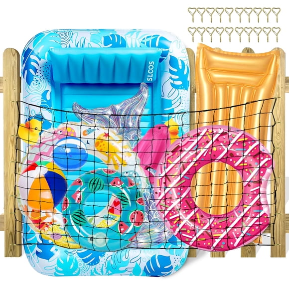 Red de almacenamiento flotante para juguetes de piscina con decoración extra grande de 180 x 120 cm