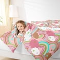thumbnail image 4 of Feelyou Dreamy Pink Rainbow Bedding Comforter Set for Child, Kawaii Stars Love Heart Twin Comforter Sets, Fairy Tale Style Reversible Bedding Set, Ultra Soft Bedroom Decor, 2-Piece, 4 of 8
